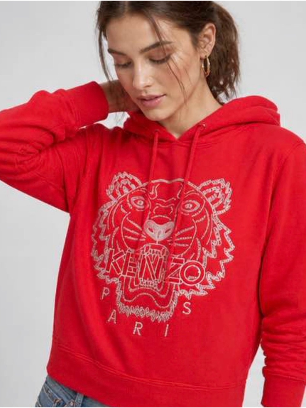 Kenzo Red Tiger Logo Crewneck Sweatshirt